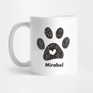 Mirabel name made of hand drawn paw prints Mug